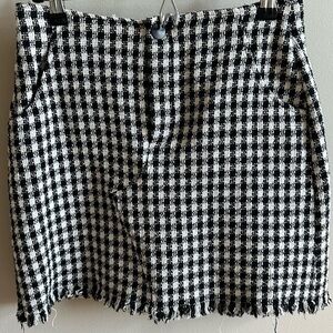 Zara Tweed Houndstooth Mini Skirt - Black & White - Size S